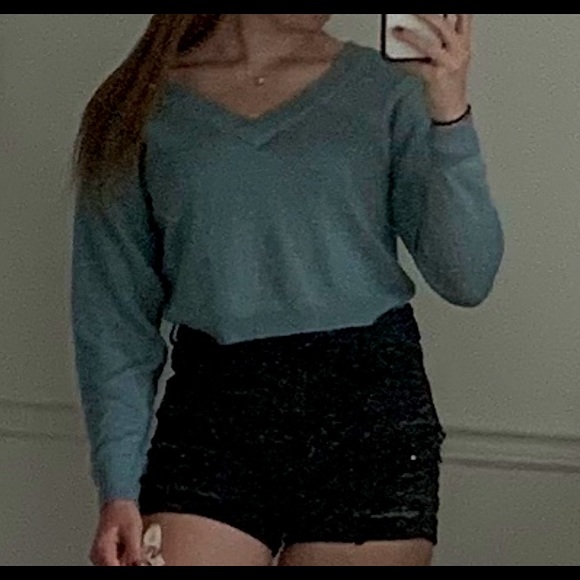 Garage Cropped Turquoise Sweater - Picture 5 of 5